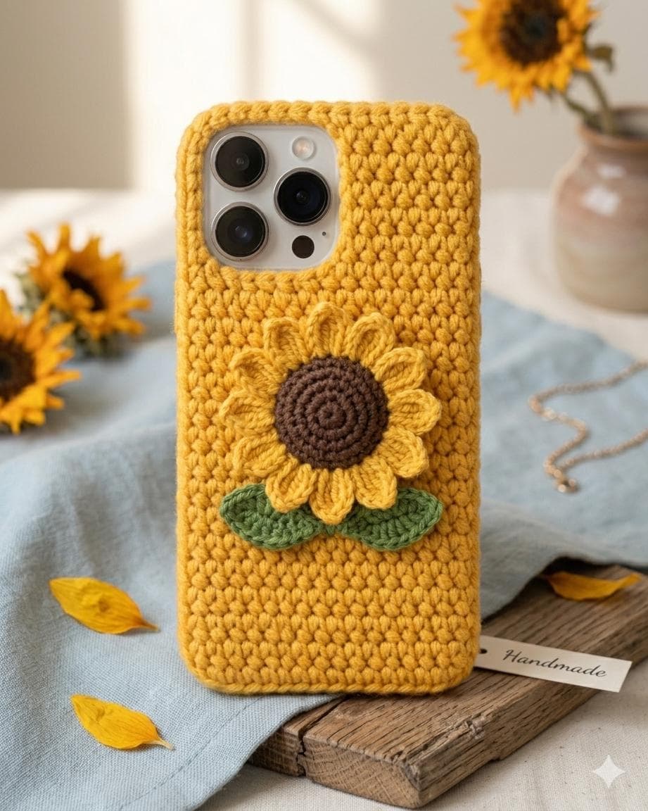 Crochet Phone Case Pattern Collection, Teddy Bear, Cat, Mushroom, Rose, Sunflower (PDF Download) - image 2