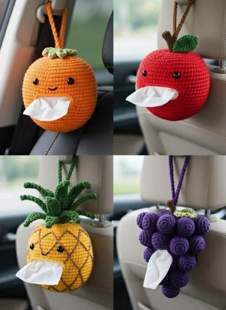 Fruity Crochet Tissue Holder Pattern Bundle | Amigurumi Car Decor PDF