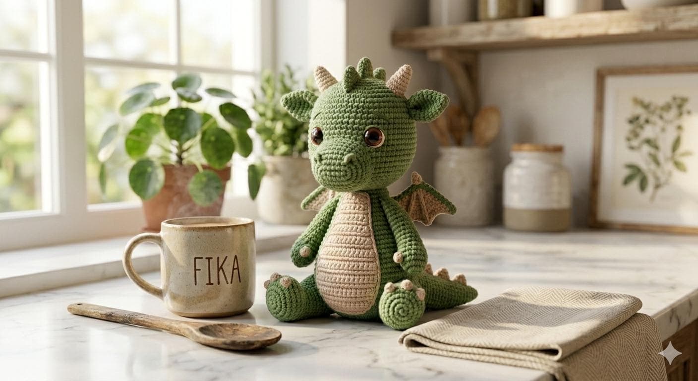 Little Hearth Dragon Crochet Pattern – Amigurumi Plush Toy PDF (Digital Download)