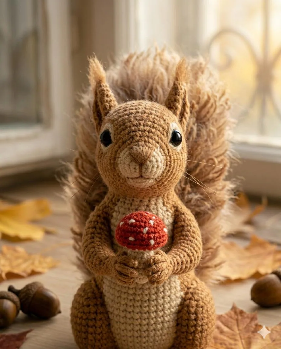 Woodland Squirrel Amigurumi Crochet Pattern (PDF), Forest Animal Plush Toy, Autumn Decor - image 4