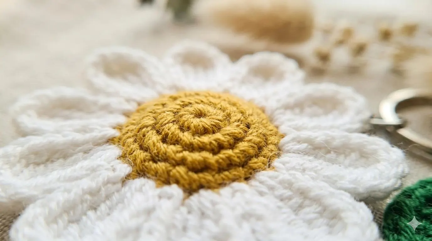 Golden Meadow Daisy Crochet Pattern – Amigurumi Flower Keychain PDF (Digital Download) - image 5