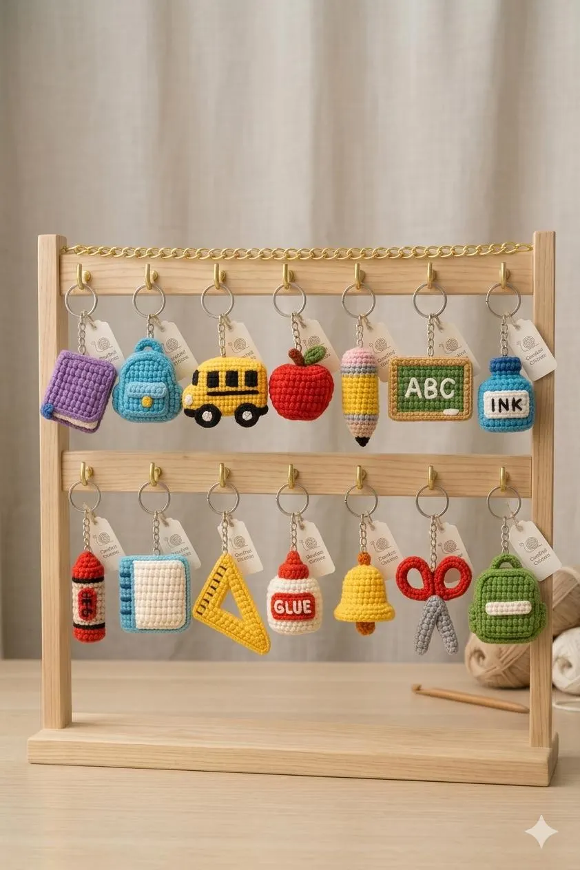 Back to School Crochet Keychain Patterns Bundle (PDF Download)