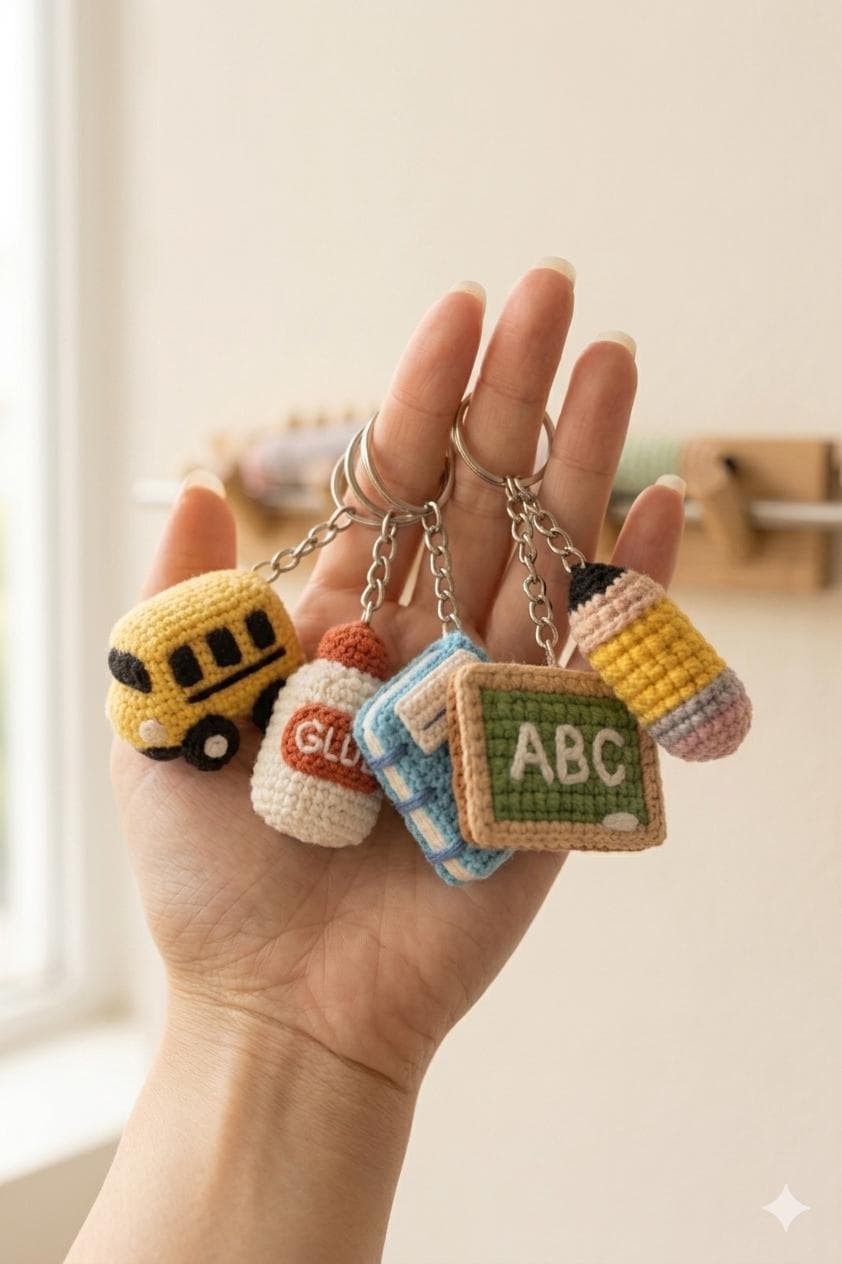 Back to School Crochet Keychain Patterns Bundle (PDF Download) - image 2