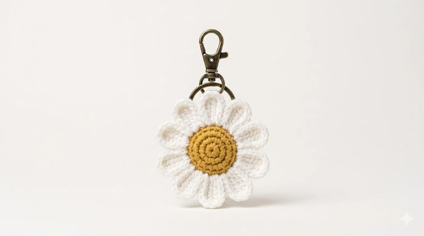 Golden Meadow Daisy Crochet Pattern – Amigurumi Flower Keychain PDF (Digital Download) - image 2