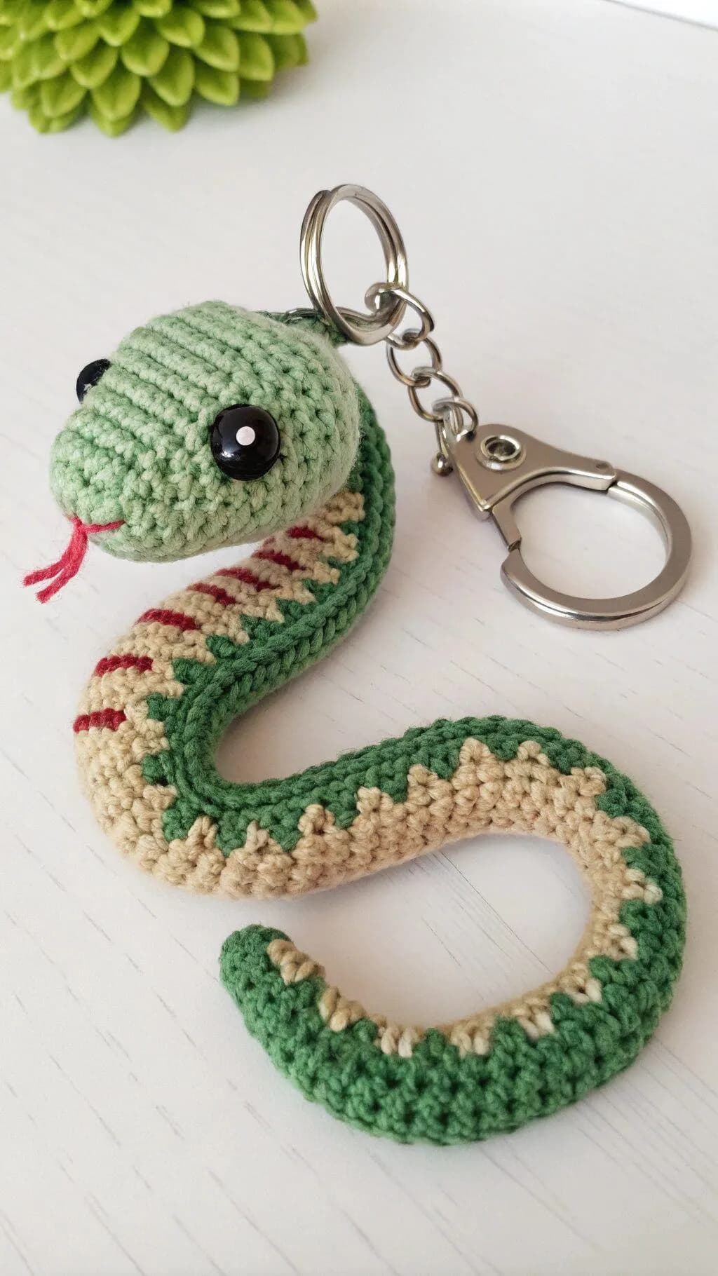 Amigurumi Snake Keychain Crochet Pattern, Beginner Friendly Serpent Toy (PDF)