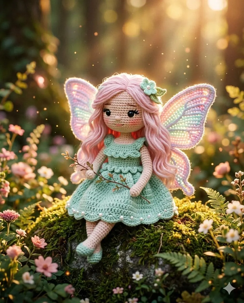 Whispering Meadow Fairy Amigurumi Crochet Pattern (PDF) • Woodland Sitting Doll Instructions