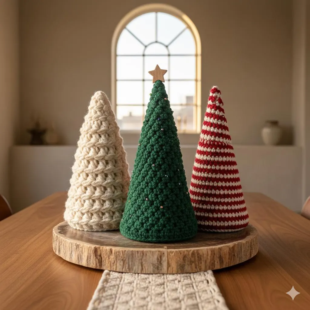 Evergreen Crochet Tree Pattern, Cone Holiday Decor (PDF Download)