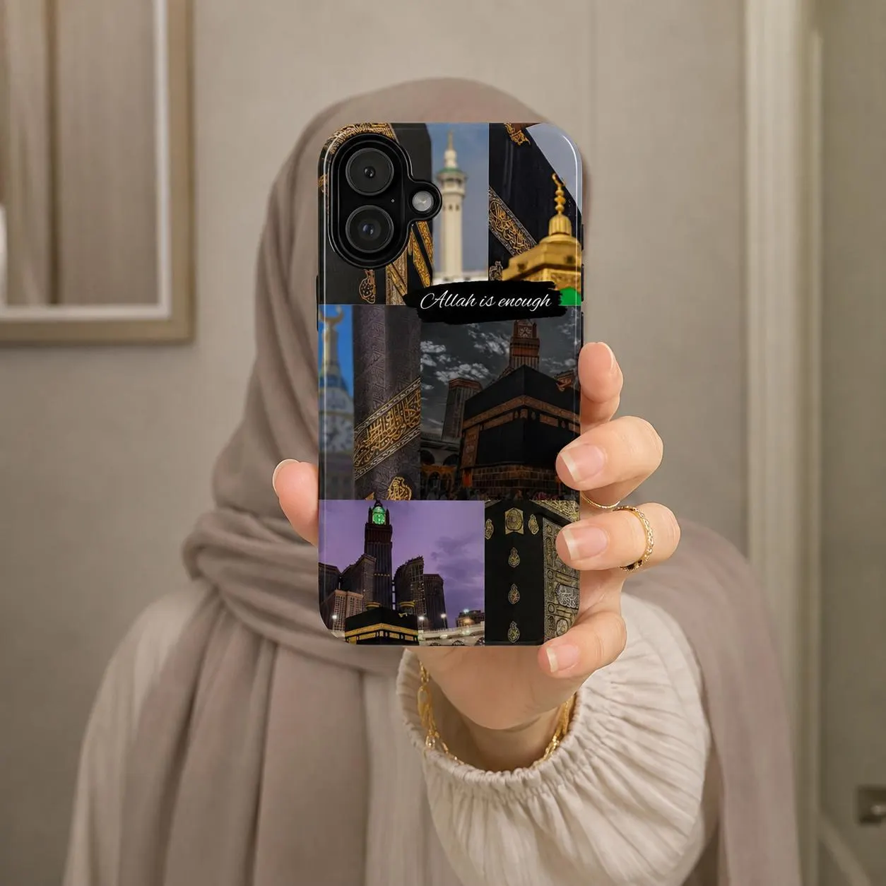 Allah Is Enough Kaaba Photo Collage Tough Phone Case | Mecca Clock Tower Islamic iPhone Samsung | Muslim Gift