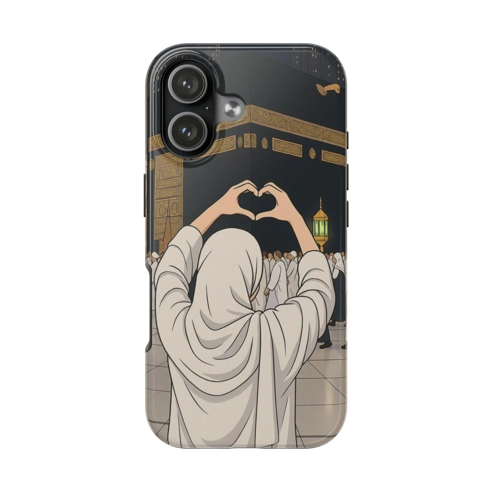 Love Kaaba Illustration Phone Case | Hijabi Heart Gesture Tough Case for iPhone & Samsung | Muslim Gift | Mecca Anime Art Case - image 3