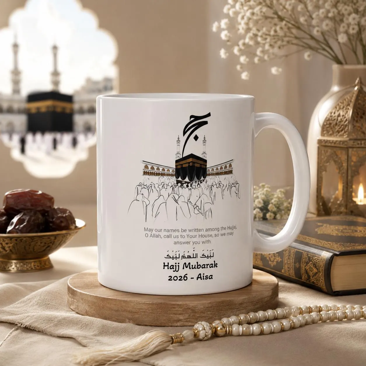 Personalized Hajj Mubarak Mug, Custom Hajj Gift, Islamic Coffee Mug, Kaaba Mug, Pilgrimage Keepsake, Muslim Gift for Hajj 2026