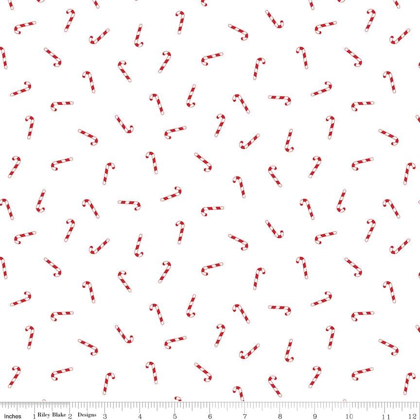 Candy Canes White from Seasonal Basic by Christopher Thompson for Riley Blake Designs - image 3