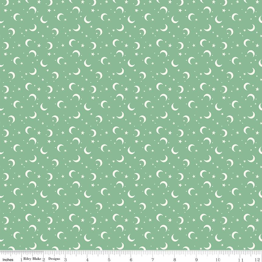 Moon and Stars Green from Frank & Friends by My Minds Eye for Riley Blake Designs - image 3