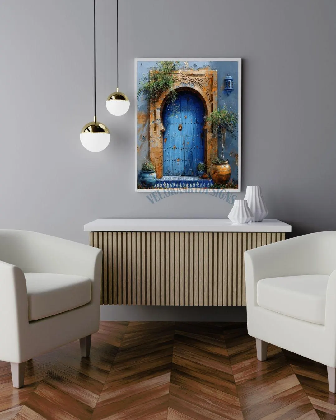 Moroccan Blue Door Print | Rustic Mediterranean Wall Art | Boho Travel Architecture Decor | Printable Neutral Digital Download - image 4