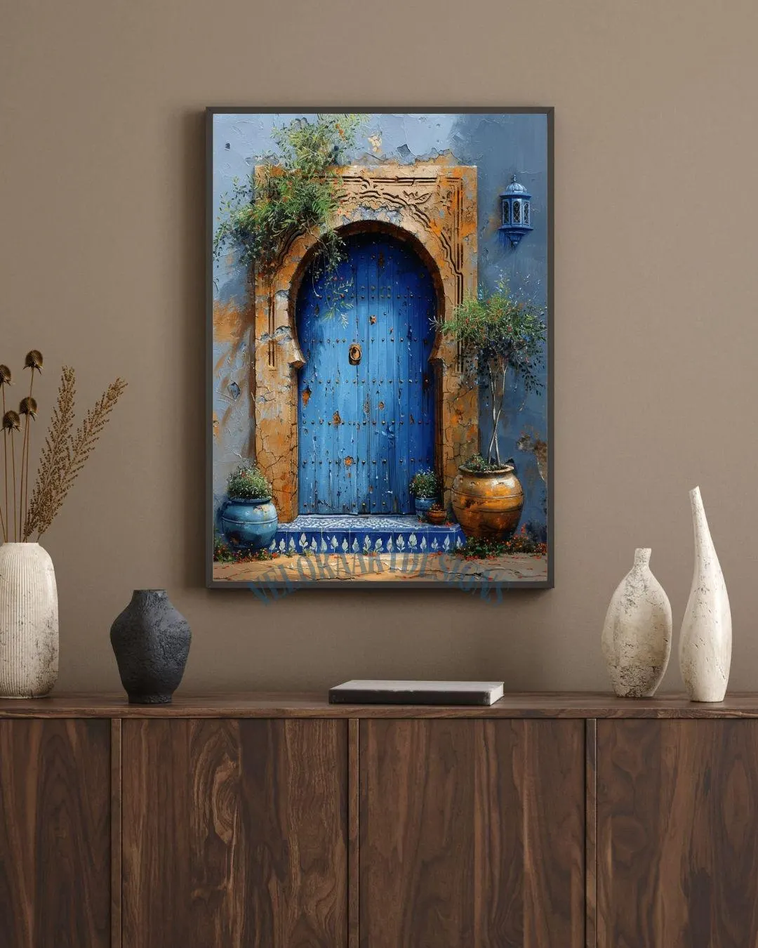 Moroccan Blue Door Print | Rustic Mediterranean Wall Art | Boho Travel Architecture Decor | Printable Neutral Digital Download - image 5