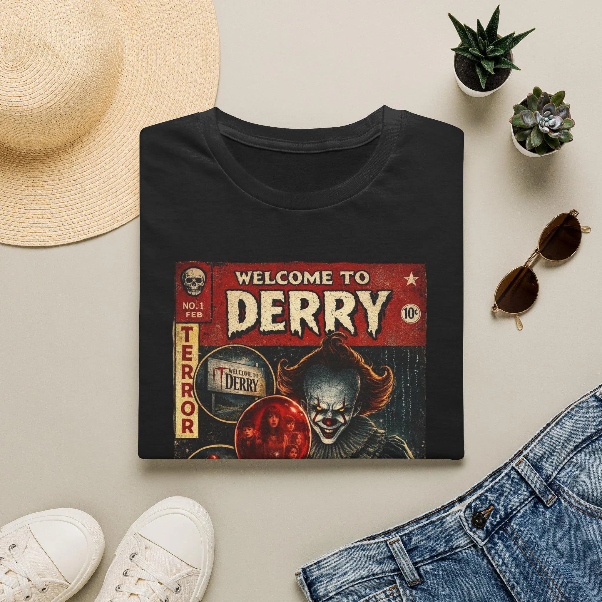 Vintage Creepy Clown Horror T-Shirt - Welcome to Derry Movie Retro Comic Graphic Tee - image 4