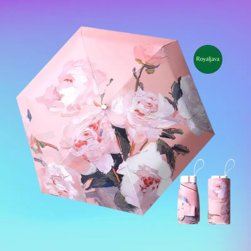 Mini Floral Travel Umbrella - Compact UV Sun & Rain Parasol