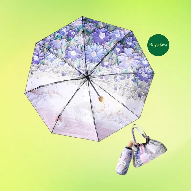 Mini Floral Travel Umbrella - Compact UV Sun & Rain Parasol - image 5