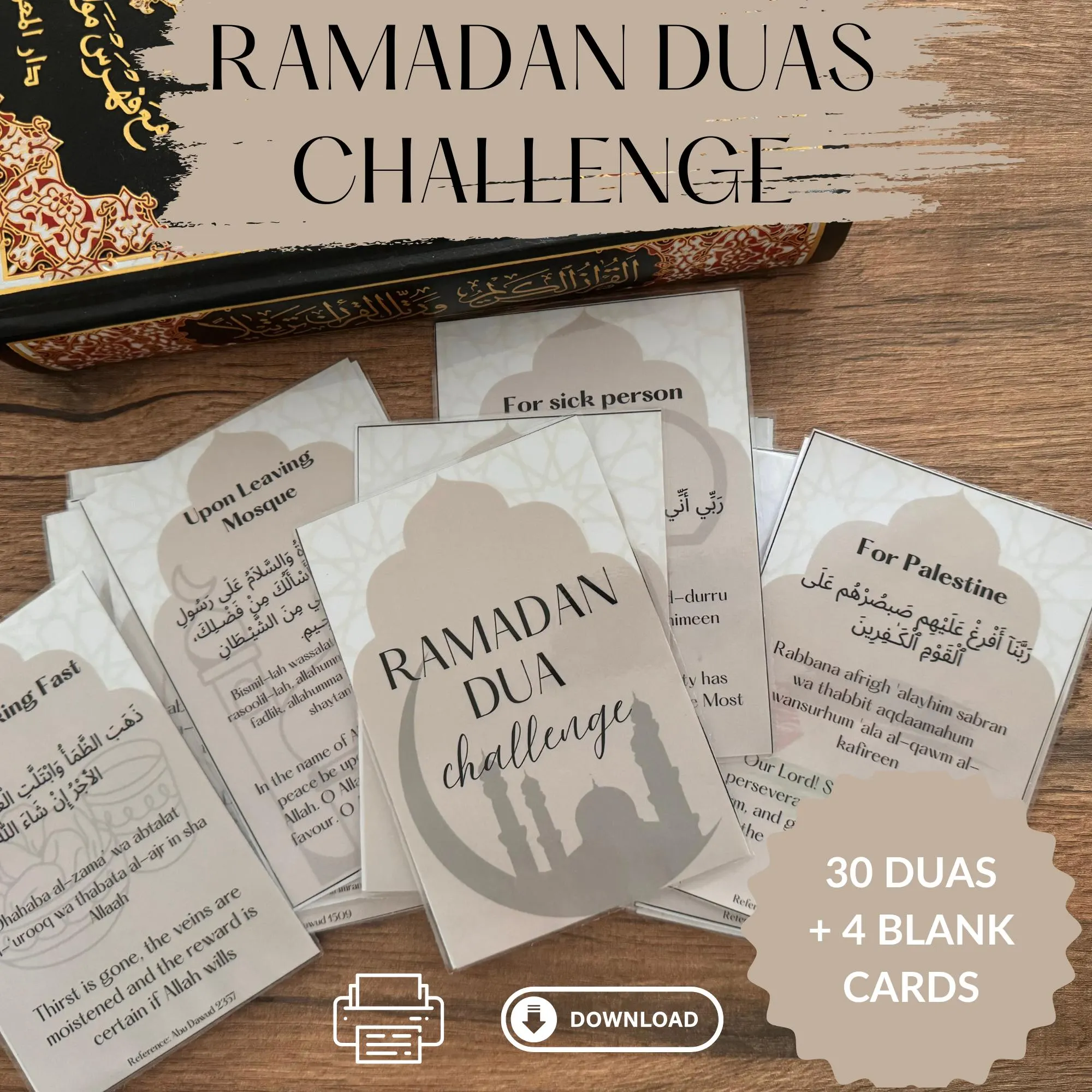 Ramadan Du'a Flashcards: Islamic Supplications, Arabic & English (Printable)