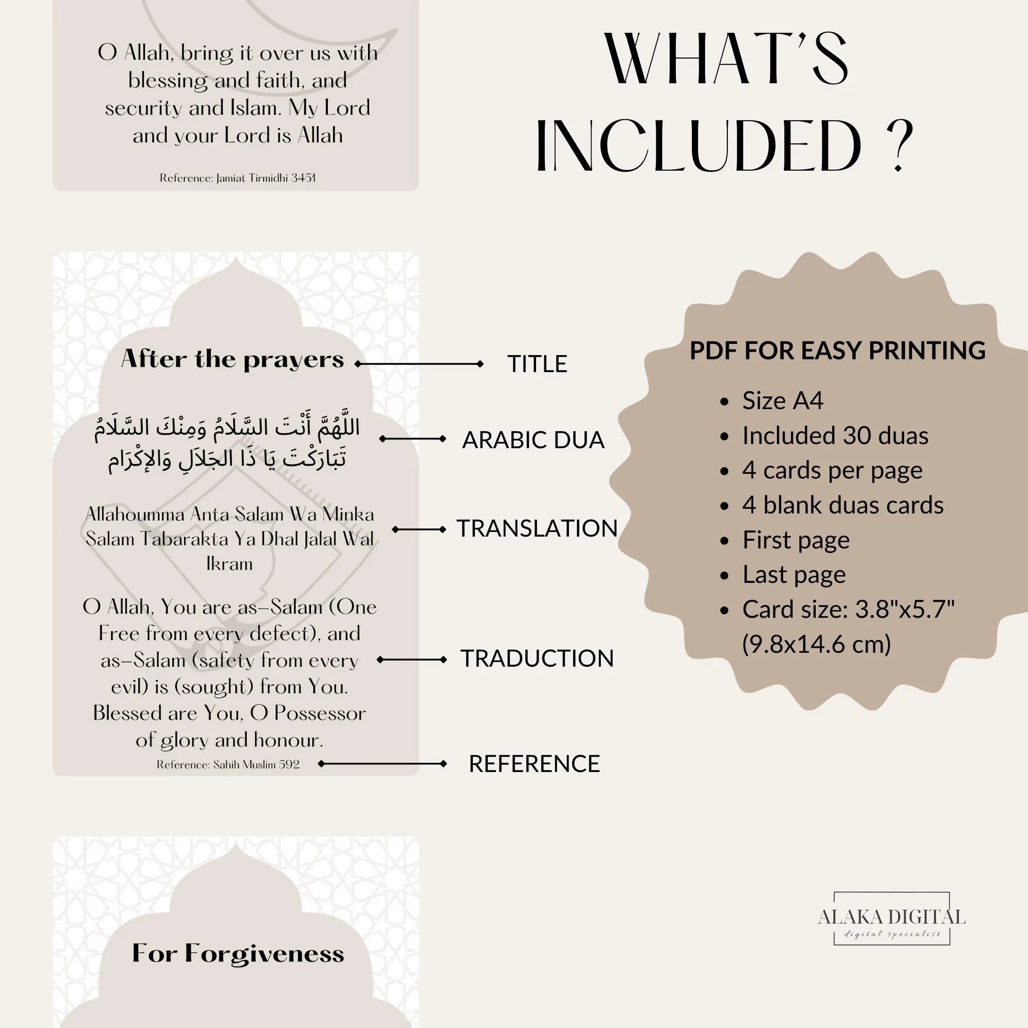 Printable 30 Dua Flashcards for Ramadan and Eid, featuring Arabic duas, English transliteration, translation, and references; ideal Islamic learning resource for kids and adults, perfect for Ramadan gifts, Eid party favors, Islamic homeschooling, Muslim daily prayers, and spiritual growth.