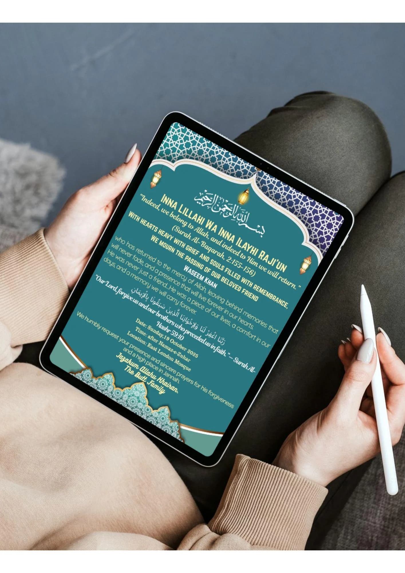 A Soul at Peace  Muslim Funeral Card Template | Quran Ayah | Canva Editable | Instant Download