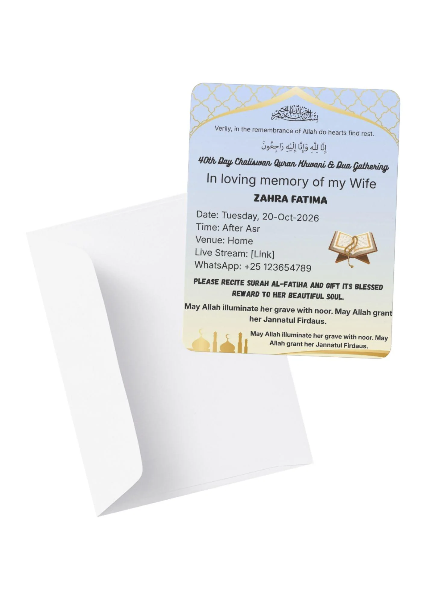 Islamic Chaliswan Card | Muslim 40th Day Dua | Editable Canva | Instant Download - image 4