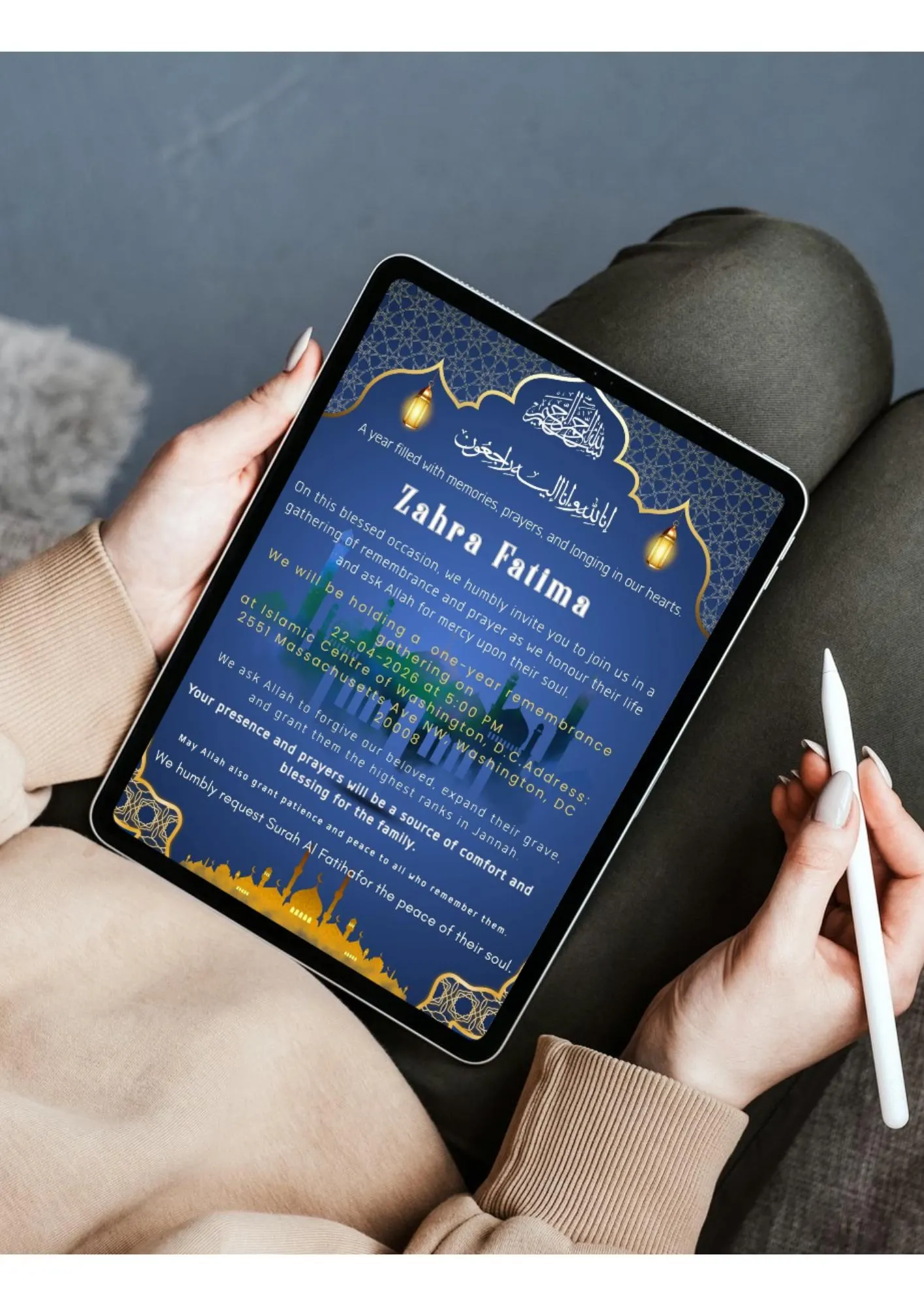 Your Name Still Lives In Our Duas — Muslim Barsi Card | Islamic Death Anniversary | Editable Canva | Instant Download