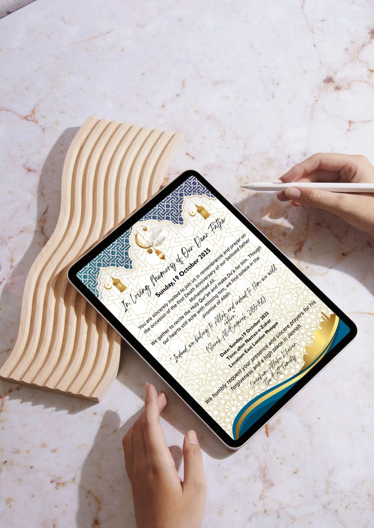 Editable Elegant Islamic Death Anniversary Invitation Card | Father’s Barsi Card Digital Download - image 4