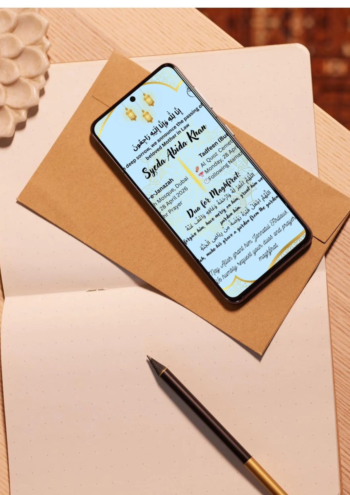 May Allah Grant Her Mercy  |  Islamic Funeral Card | Janazah Invitation | Canva Editable |Digital Download - image 3
