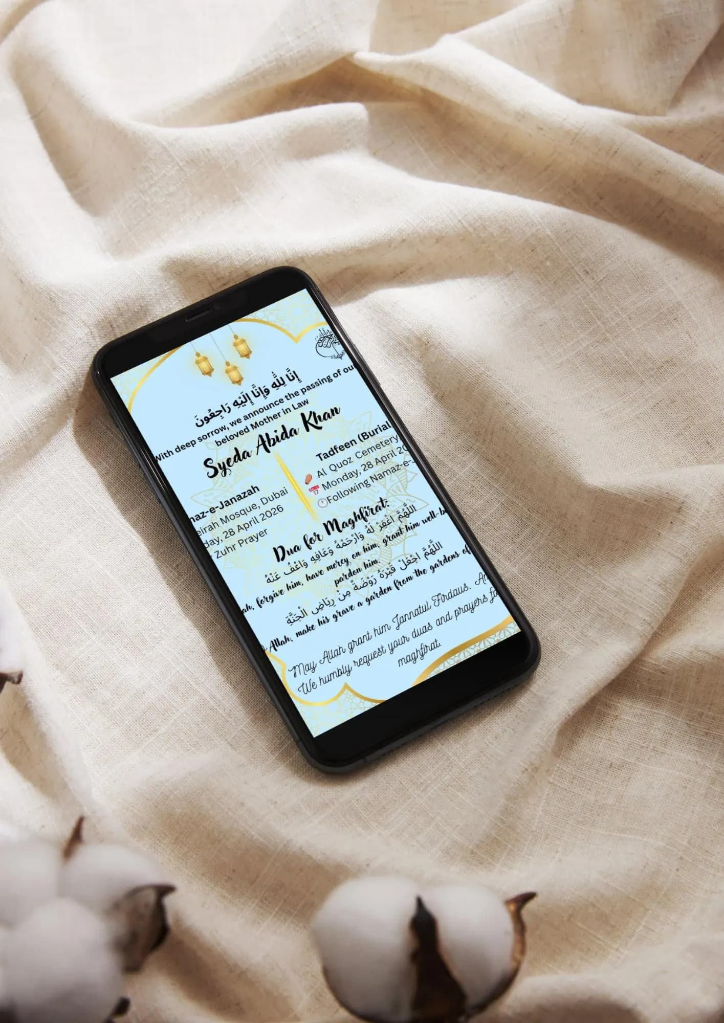 May Allah Grant Her Mercy  |  Islamic Funeral Card | Janazah Invitation | Canva Editable |Digital Download - image 5
