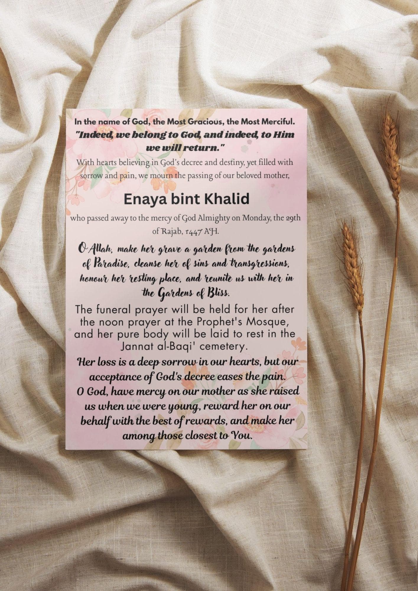 Until We Meet in Jannah — Islamic Memorial Card | Editable | Print or Share Digitally