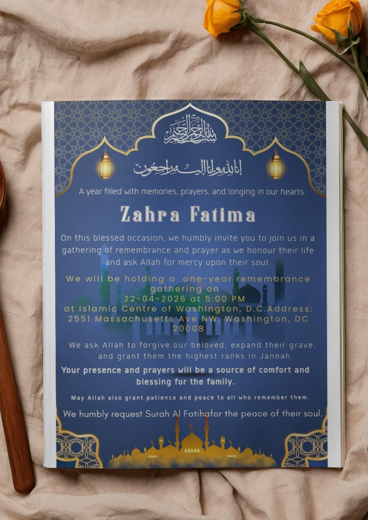 Your Name Still Lives In Our Duas — Muslim Barsi Card | Islamic Death Anniversary | Editable Canva | Instant Download - image 4