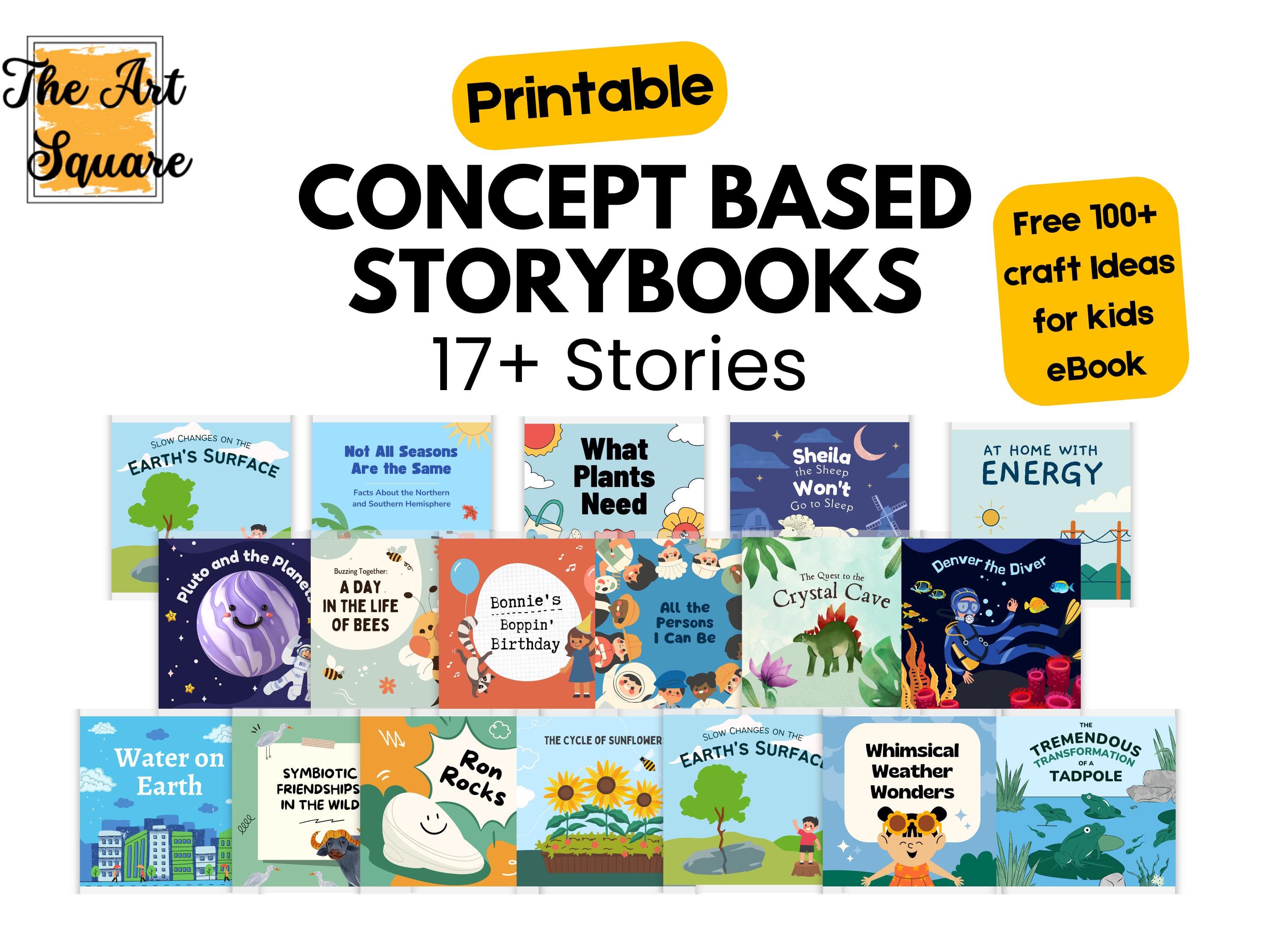 Printable Storybook Bundle 17 STEM Books FREE Crafts eBook | Homeschool Science Kids | Life Cycles Weather Planets | Instant Download PDF