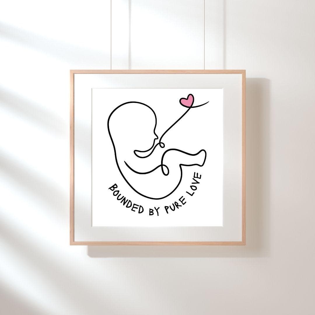 Minimalist Baby Bump Line Art Print: Pink Heart Nursery Decor (Digital Download) - image 3