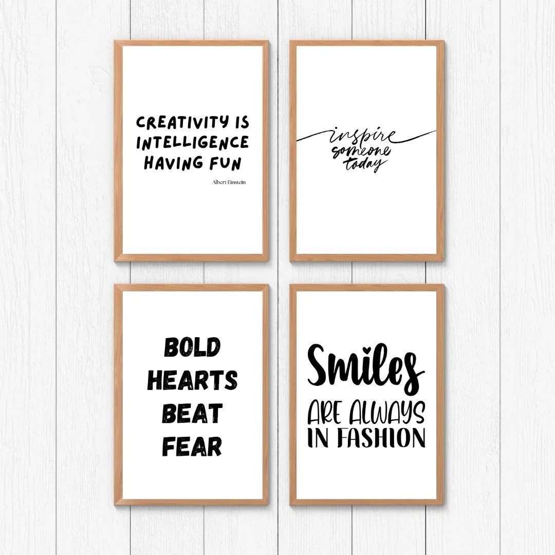 Motivational Quotes Art Prints: Home & Office Decor (Set of 4) (Digital Download)