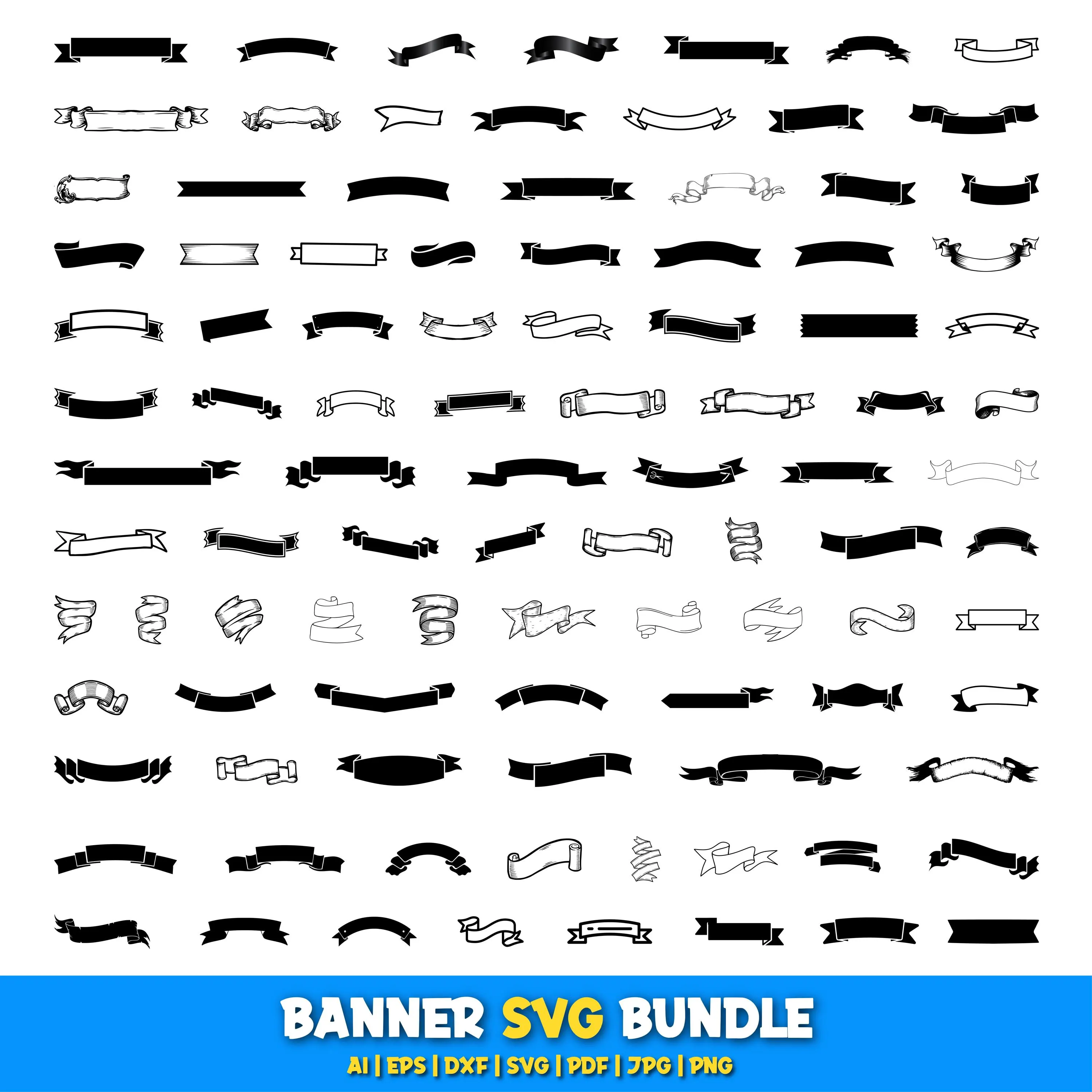 Banner SVG Bundle, Editable Label, Frame Collection, Badge Elements, Stylish Curve, Emblem Strips