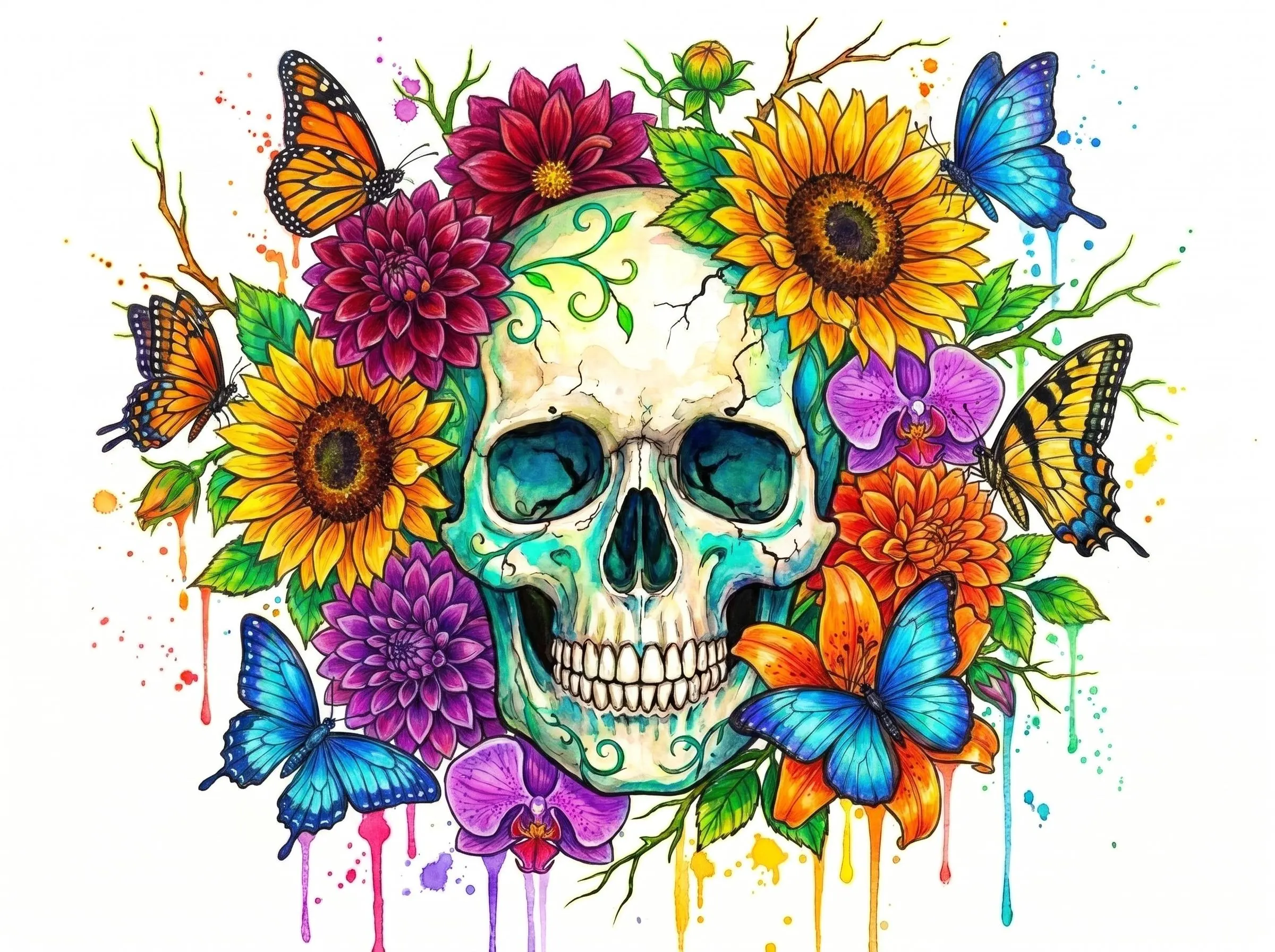 Colorful Botanical Head | Printable Art Rainbow Design | Instant Download | Abstract Illustration - image 2