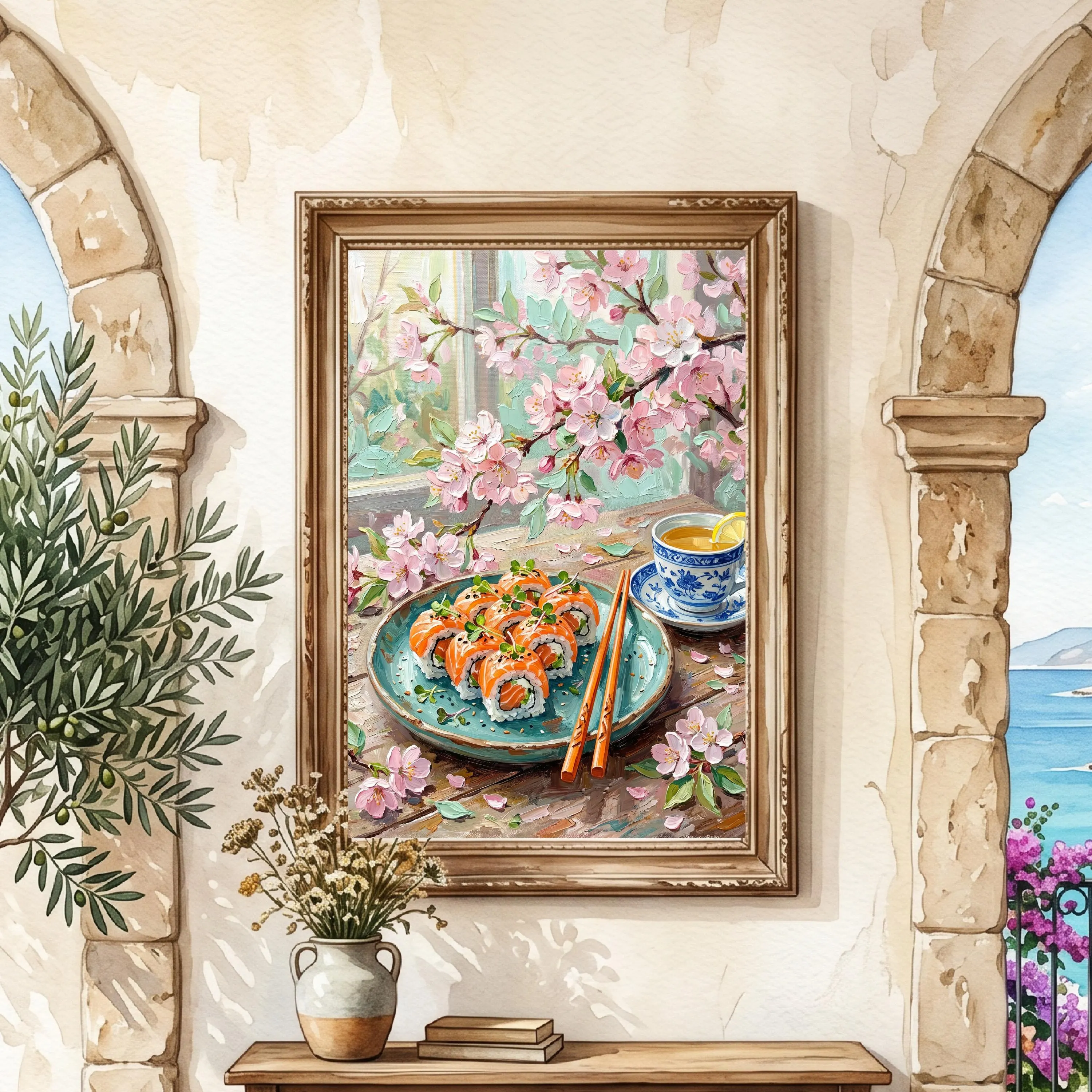 Painterly Blossom Food Art, Asian Kitchen Decor Printable Poster - image 2