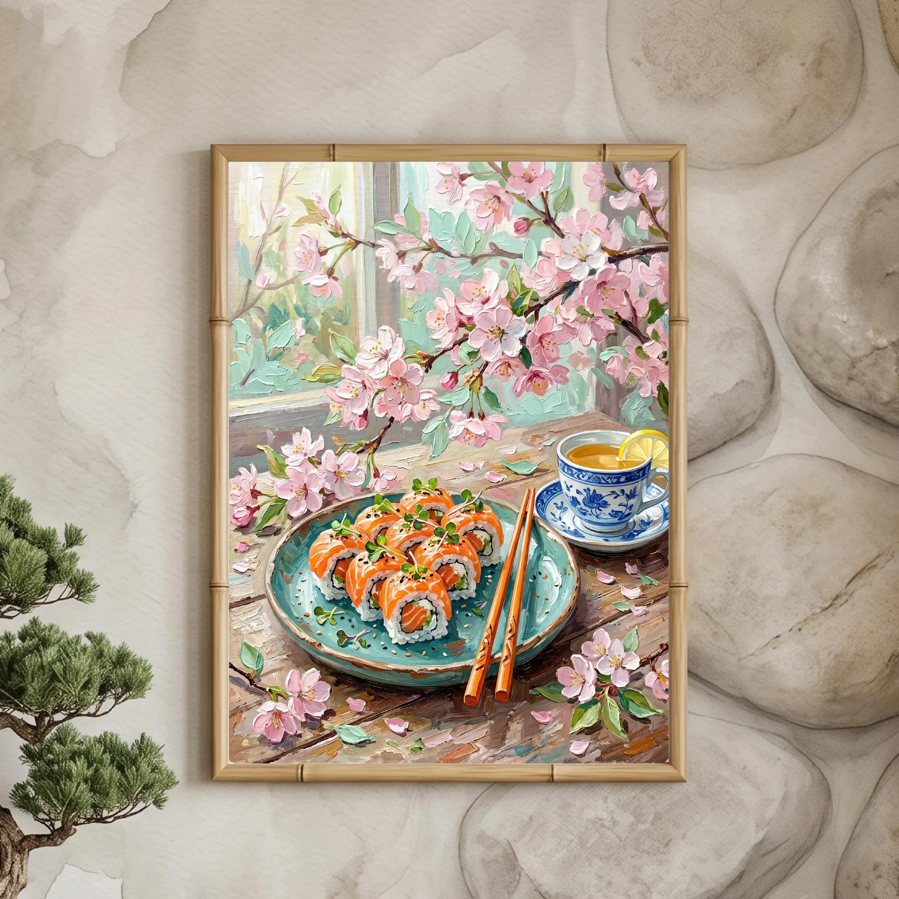Painterly Blossom Food Art, Asian Kitchen Decor Printable Poster