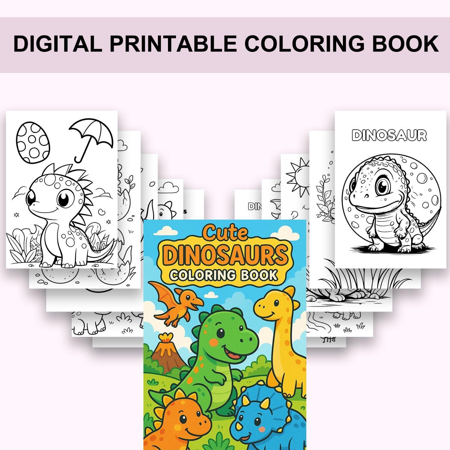 Cute Dinosaurs Digital Coloring Book – Printable Fun for Kids! - image 4