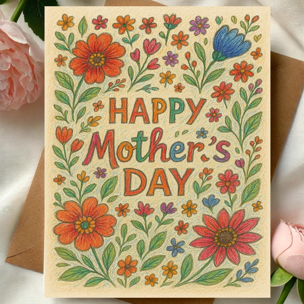 Elegant Mother’s Day e Card | Instant Download | Colorful Hand-Drawn Greeting