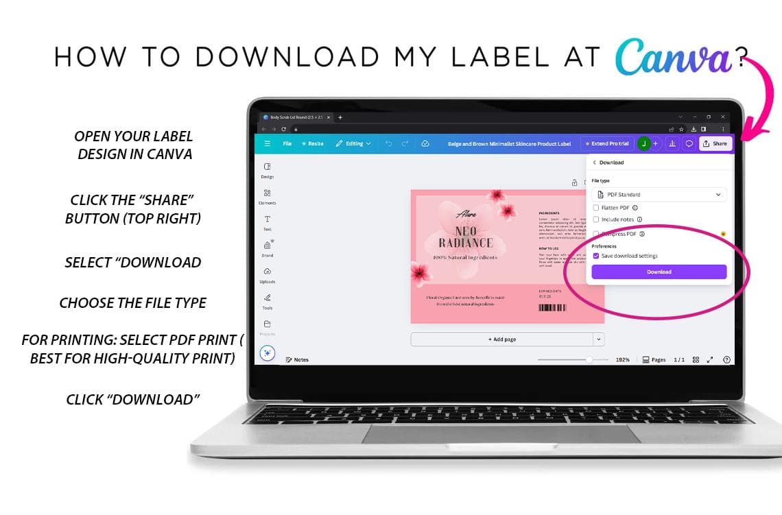 Editable Skincare Label Template: Canva Design for Serum, Oil Bottles (Digital Download) - image 5