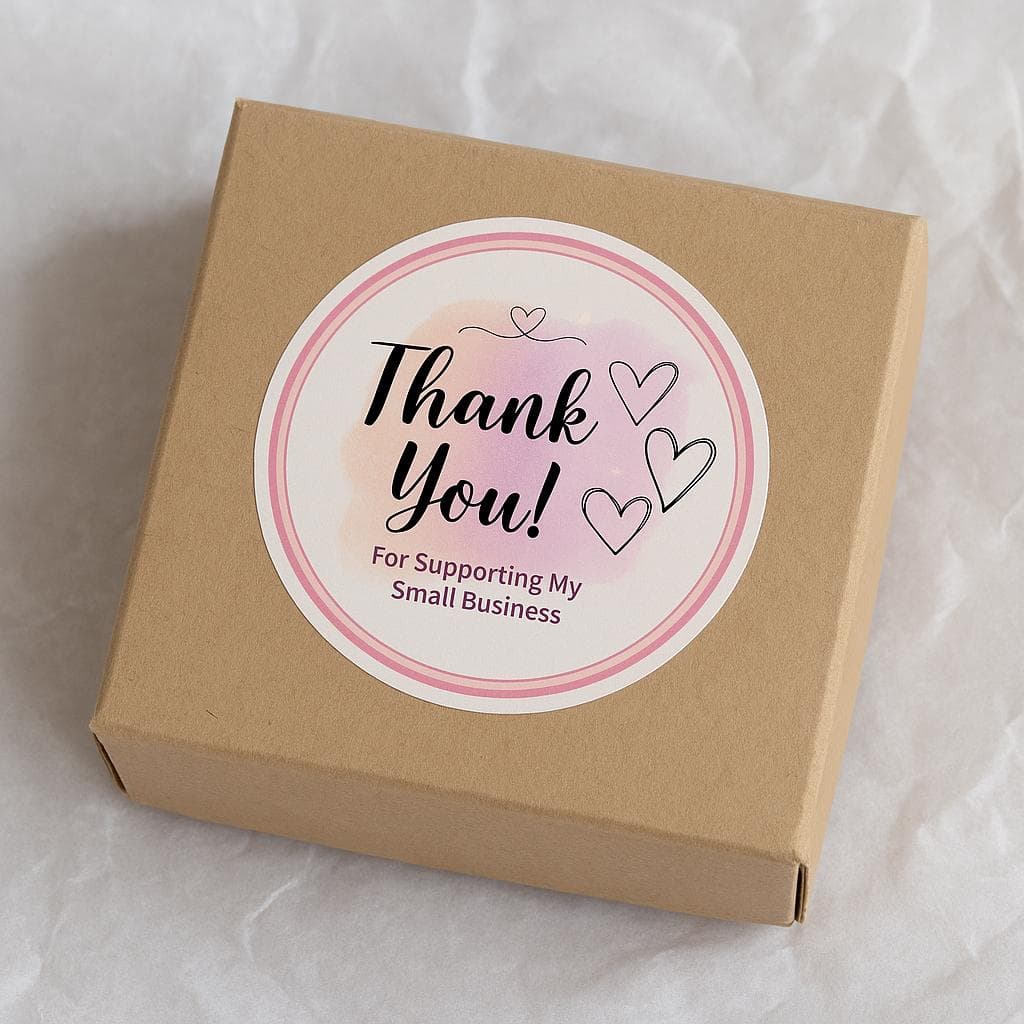Thank You Stickers! Pink watercolor - image 4