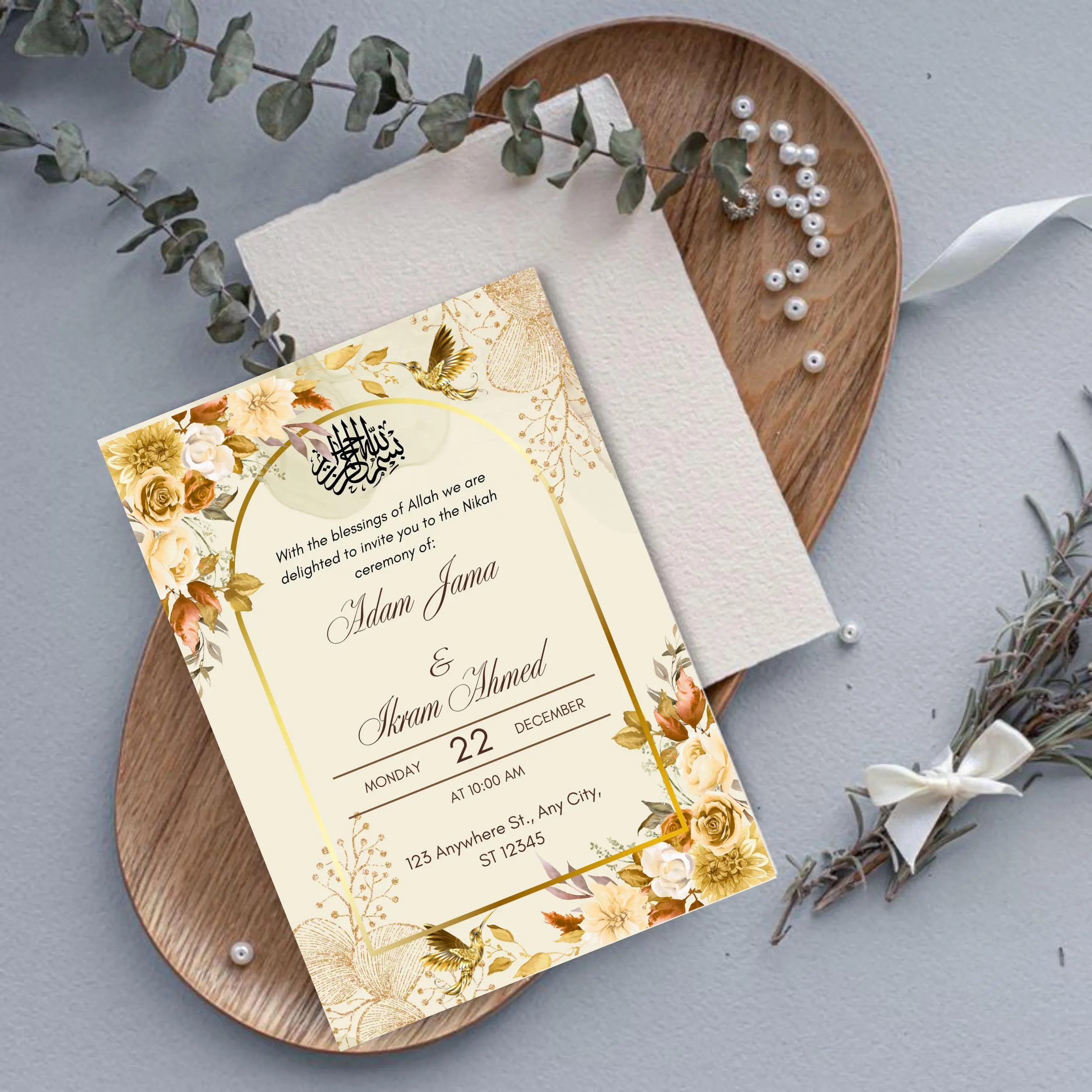 Elegant Floral Nikkah Invitation Template: Islamic Wedding Card (Digital Download) - image 2
