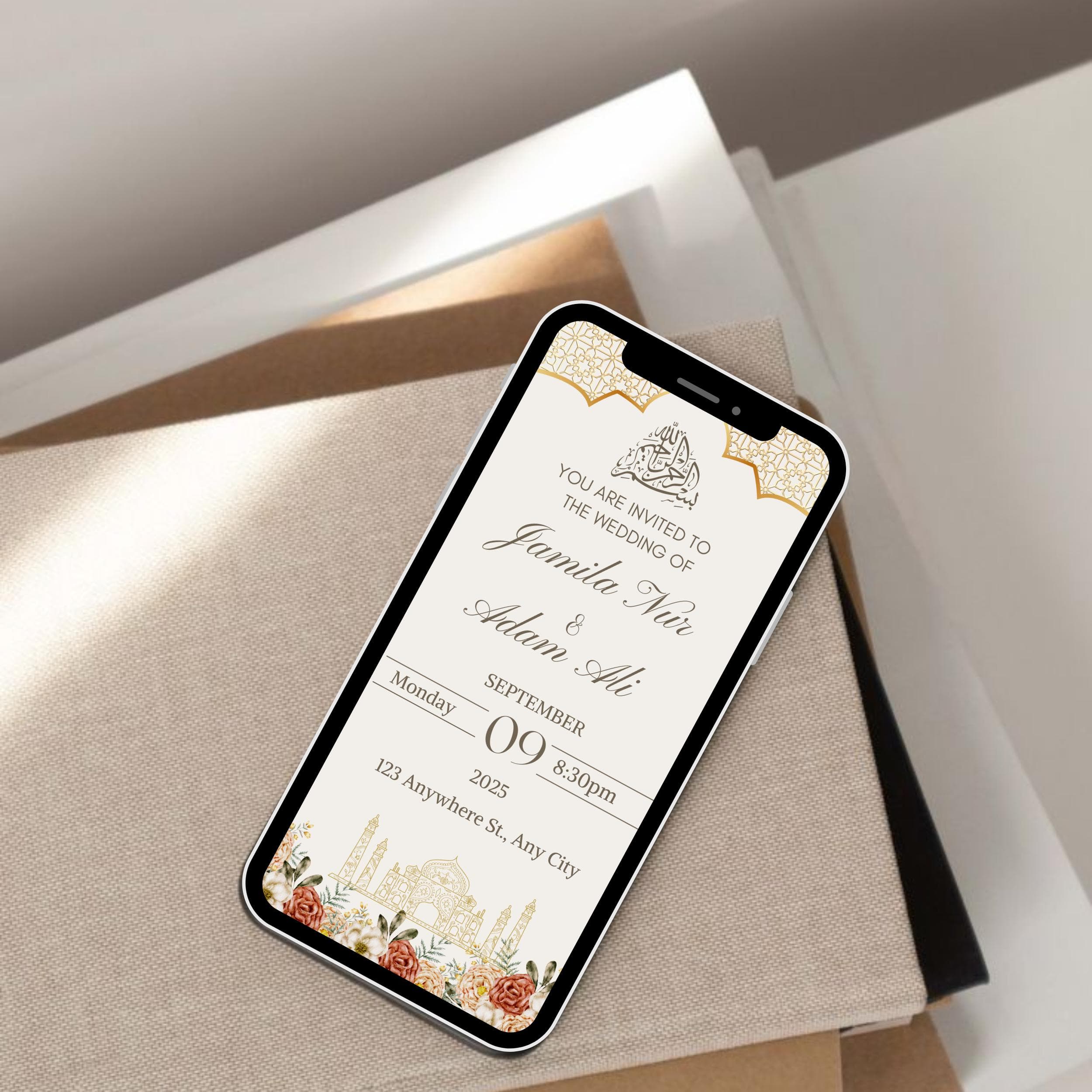 Floral Nikkah Invitation Template: Elegant Islamic Wedding (Canva Digital Download) - image 5