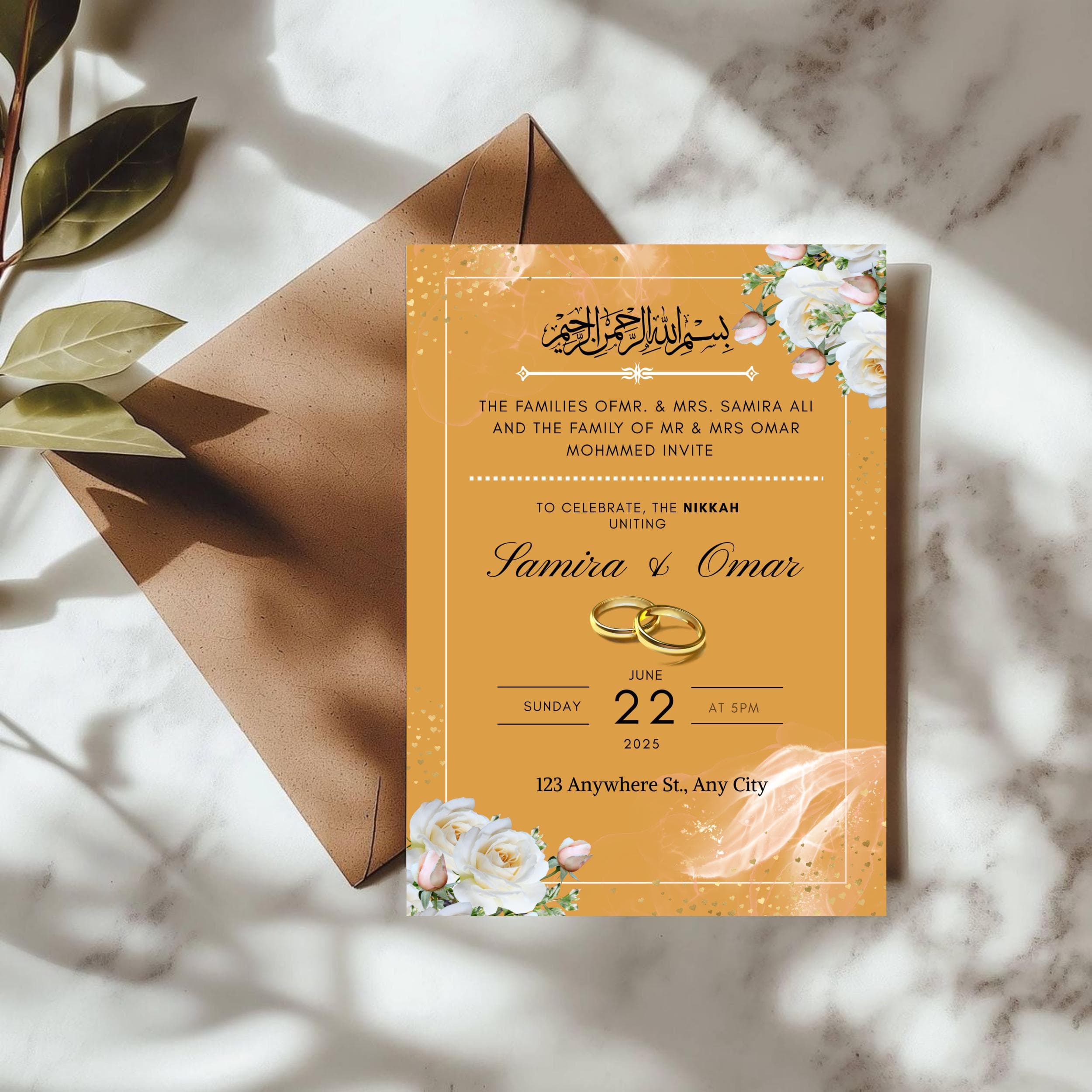 Elegant Black and Gold Nikkah Invitation Template (Digital Download) - image 5