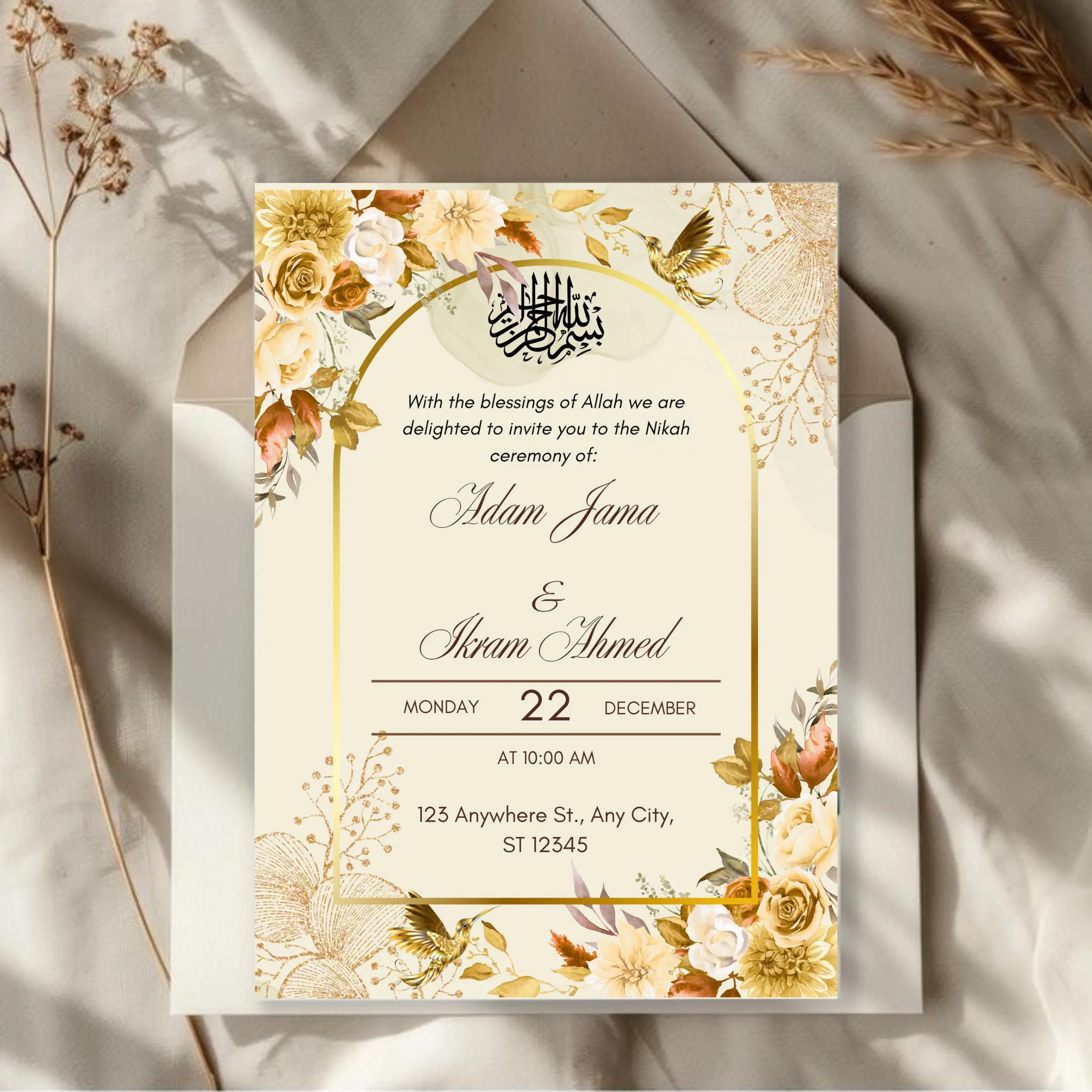 Elegant Floral Nikkah Invitation Template: Islamic Wedding Card (Digital Download) - image 5