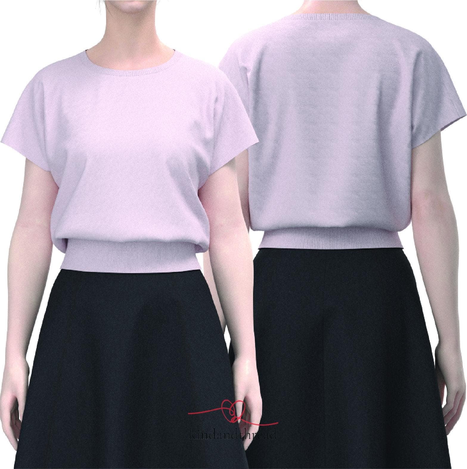 Aira Tee Sewing Pattern: Drop Shoulder Knit Top (PDF Digital Download) - image 3