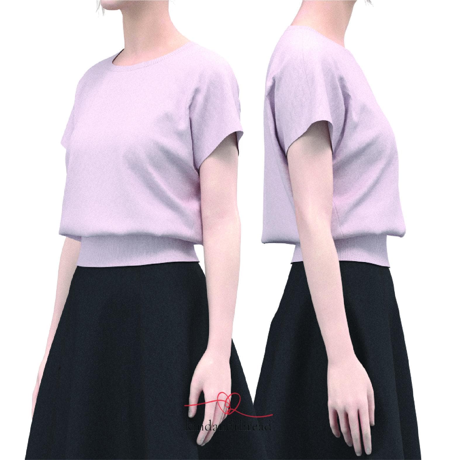Aira Tee Sewing Pattern: Drop Shoulder Knit Top (PDF Digital Download) - image 4