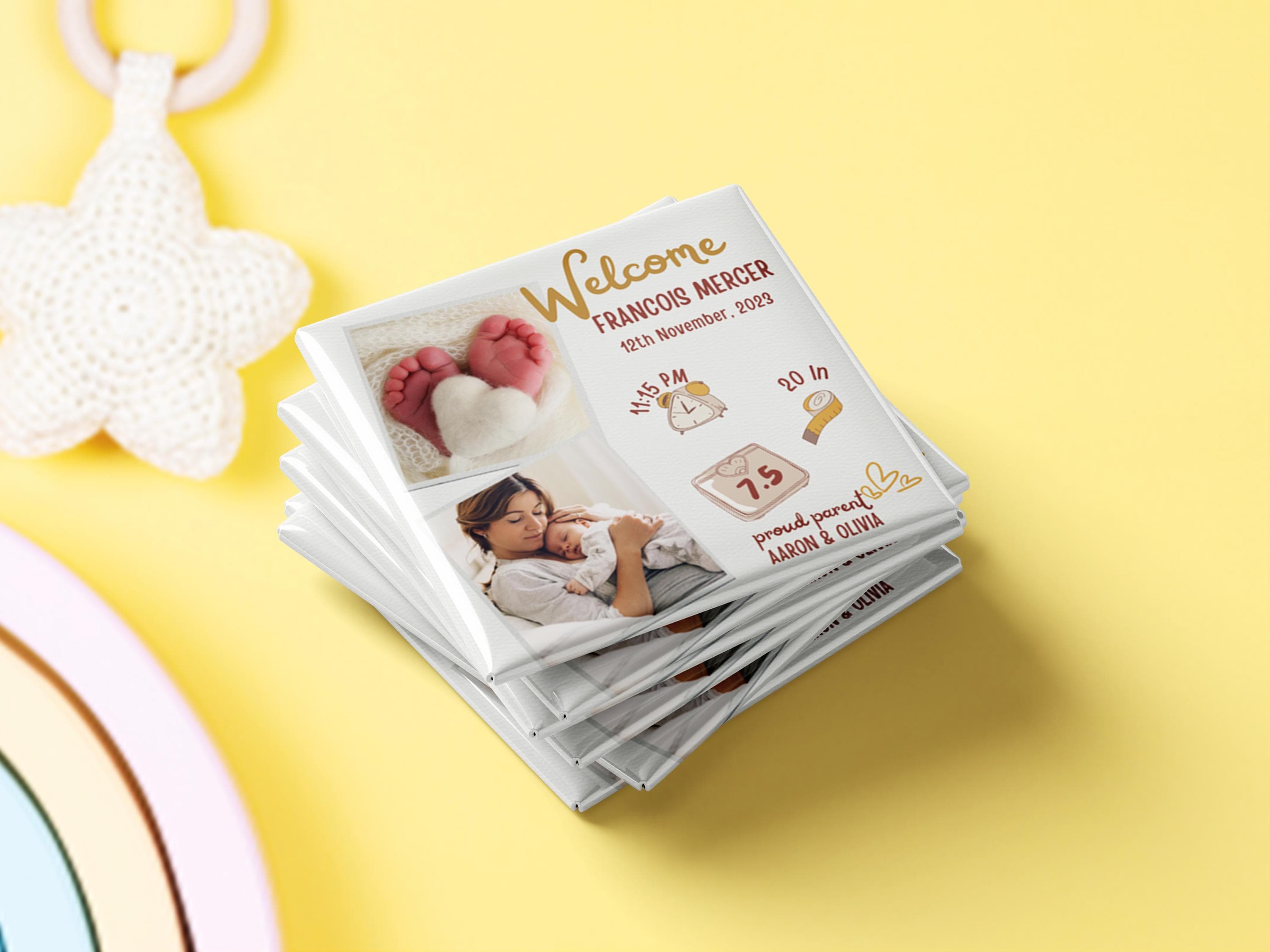 Custom Baby Photo Magnet: Personalized Birth Announcement Keepsake - Set of 10 - image 2