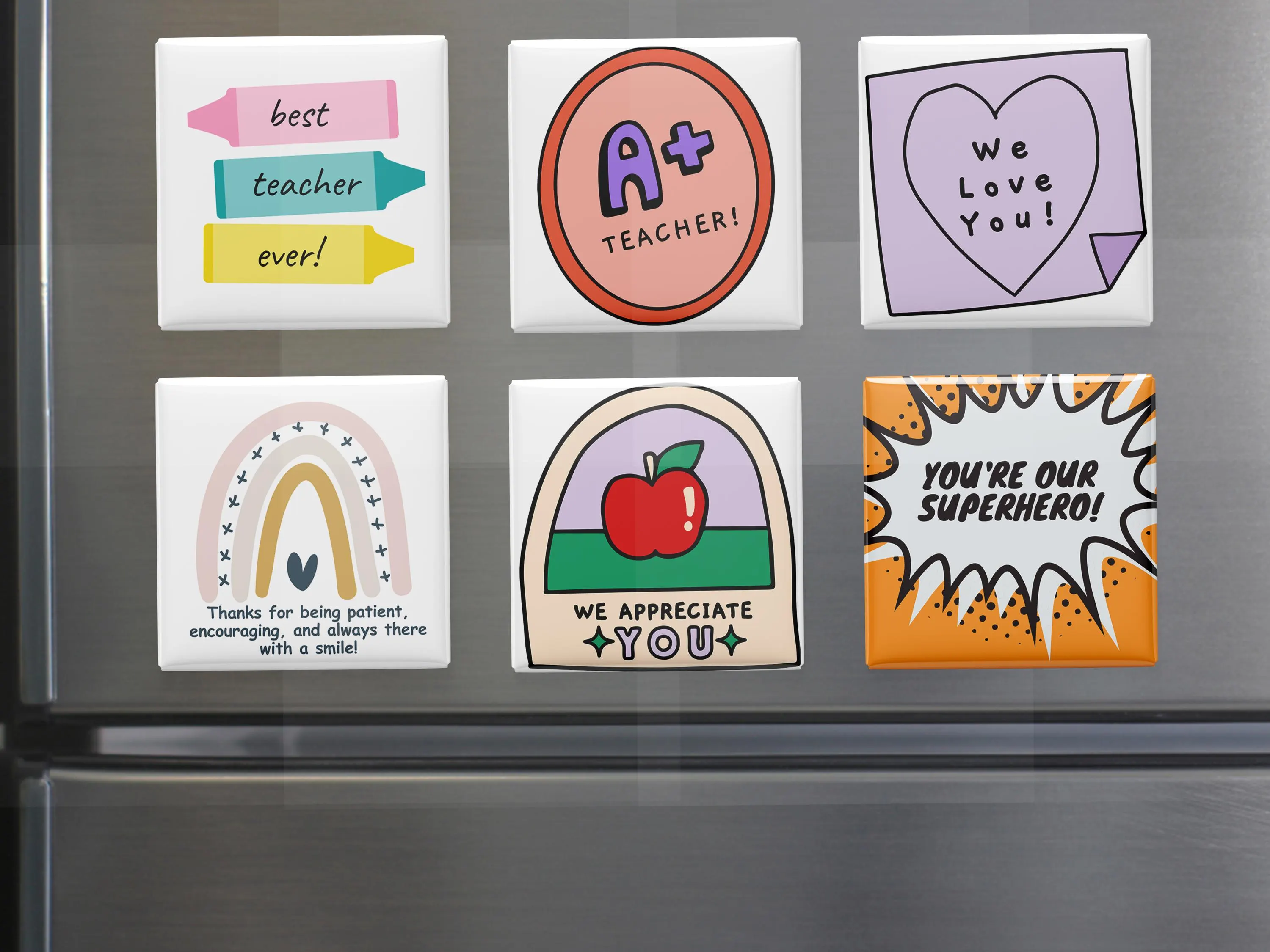 Teacher Appreciation Magnets: Ready-Made Classroom Decor, Set of 6